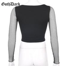 Load image into Gallery viewer, Goth Dark Vintage harajuku Egirl Gothic T-shirts Emo Women Aesthetic 2020 Longsleeve Mesh Embroidery Heart Female Tshirt Chic