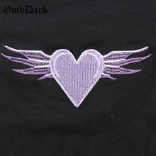 Load image into Gallery viewer, Goth Dark Vintage harajuku Egirl Gothic T-shirts Emo Women Aesthetic 2020 Longsleeve Mesh Embroidery Heart Female Tshirt Chic