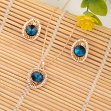 Load image into Gallery viewer, Austrian Crystal Gold Womens Jewellery Set of White Wedding Jewerly Sets For Women With Colored Stones Jewelry Sets