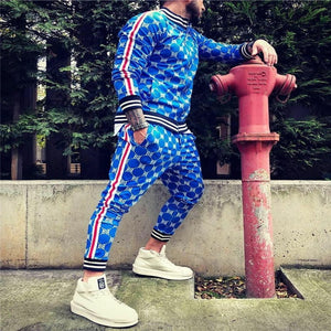 New 3D Colorful Plaid Men Sport Zipper suit Autumn Tracksuit Set Male Sweatshirt Running Jackets Men Tracksuit Sets gym Mens set