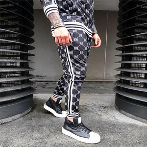 New 3D Colorful Plaid Men Sport Zipper suit Autumn Tracksuit Set Male Sweatshirt Running Jackets Men Tracksuit Sets gym Mens set