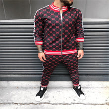 Load image into Gallery viewer, New 3D Colorful Plaid Men Sport Zipper suit Autumn Tracksuit Set Male Sweatshirt Running Jackets Men Tracksuit Sets gym Mens set