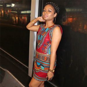 African Ankara Dashiki Print Dresses for Women