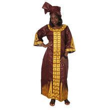 Load image into Gallery viewer, Women dress and head wraps African custom clothes Dashiki