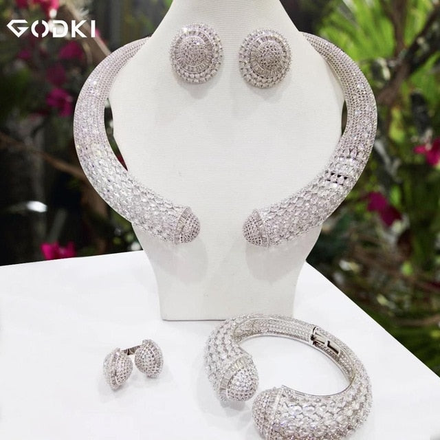 GODKI Luxury Party SNAKE 4PCS Nigerian Jewelry Set For Women Wedding Zircon Indian African Bridal Jewelry Set 2018