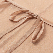 Load image into Gallery viewer, See though Beach Cover Up 2020 Sash Belt Long beach Gold Tunic Kimono o-neck Bikini