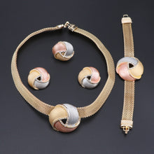 Load image into Gallery viewer, Gold Bridal Jewelry Sets for Women Bracelet Earrings Wedding Party Crystal Necklace Ring Jewelry Sets