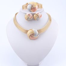 Load image into Gallery viewer, Gold Bridal Jewelry Sets for Women Bracelet Earrings Wedding Party Crystal Necklace Ring Jewelry Sets