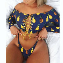 Load image into Gallery viewer, Print Bandage Plus Size Women Long Sleeve High Waist Bathing Suit