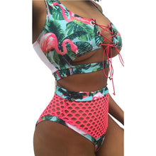Load image into Gallery viewer, Print Bandage Plus Size Women Long Sleeve High Waist Bathing Suit