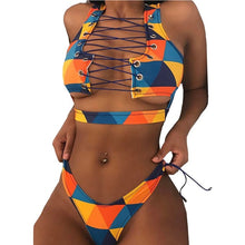 Load image into Gallery viewer, Print Bandage Plus Size Women Long Sleeve High Waist Bathing Suit