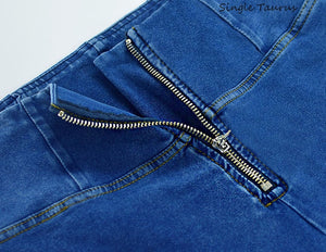 High Waist Push Up Jeans Woman Street wear Skinny Denim Pants Blue Distressed Jean Cotton