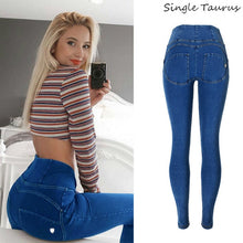 Load image into Gallery viewer, High Waist Push Up Jeans Woman Street wear Skinny Denim Pants Blue Distressed Jean Cotton