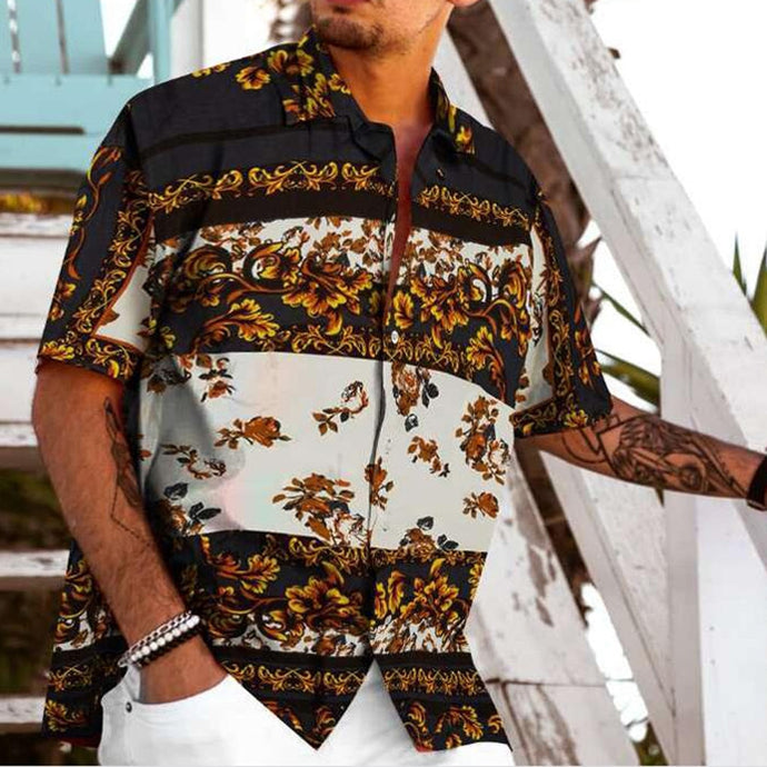 Summer Men Shirts Short Sleeve Printed Colorful Casual Blouse Hawaiian shirt Male Tops Summer Geometric Plus Size Shirts camisa