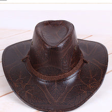 Load image into Gallery viewer, YOYOCORN  Pu leather men&#39;s American wind big western cowboy hat ladies knight hat outdoor visor unisex breathable cap