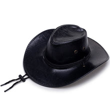 Load image into Gallery viewer, YOYOCORN  Pu leather men&#39;s American wind big western cowboy hat ladies knight hat outdoor visor unisex breathable cap