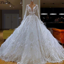 Load image into Gallery viewer, White Gorgeous Celebrity Dress Long Formal Feathers Evening Dress Gorgeous вечернее платье Turkish Couture Dubai Prom Gowns