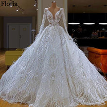 Load image into Gallery viewer, White Gorgeous Celebrity Dress Long Formal Feathers Evening Dress Gorgeous вечернее платье Turkish Couture Dubai Prom Gowns