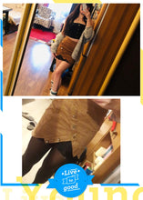 Load image into Gallery viewer, New fashion Women Ladies High Waist Pencil Skirts button lace patchwork sexy Bodycon Suede Leather split party casual Mini Skirt