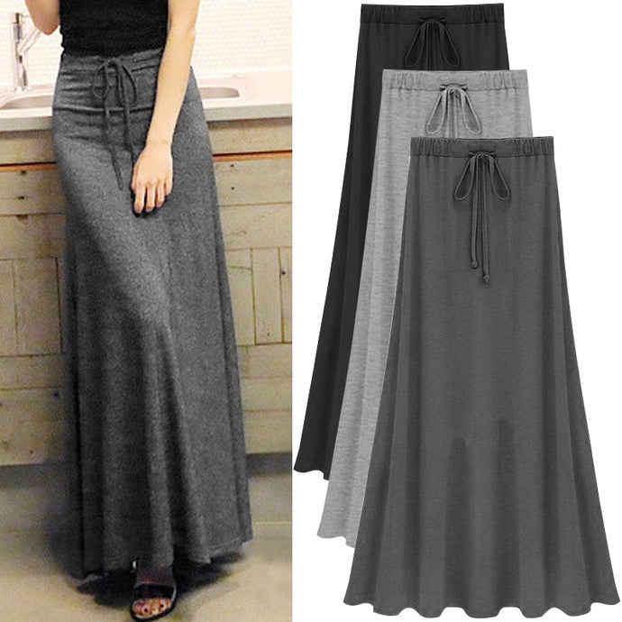 Womens Elastic Waist Plus Size A-line Skirts Hip Slim Long Loose Sheds Split Skirts Large Size Knitted Skirts