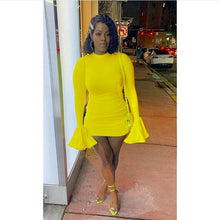 Load image into Gallery viewer, Sexy High Neck Flare Long Sleeve Nightclub Mini Dress for Women