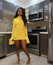 Load image into Gallery viewer, Sexy High Neck Flare Long Sleeve Nightclub Mini Dress for Women