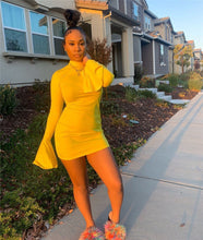 Load image into Gallery viewer, Sexy High Neck Flare Long Sleeve Nightclub Mini Dress for Women