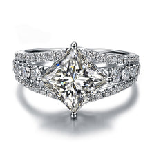 Load image into Gallery viewer, ZOCAI Side Stone Split Shank Real 1.6 CT Natural F-G / VS Princess Cut Diamond Engagement Ring 18K White Gold W03761