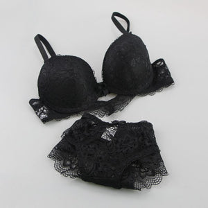 [Hot sales] New 2020 Lace Drill Bra Set Women Plus Size Push Up Underwear Set Bra And Thong Set 34 36 38 40 42BCD Cup For Female