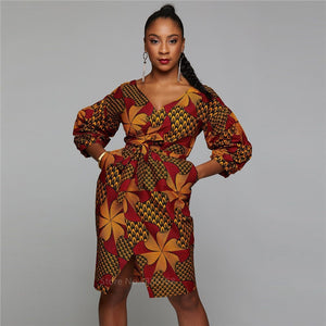 Women Dashiki Print Ladies Clothes Cardigan Fashion Full Lantern Sleeve