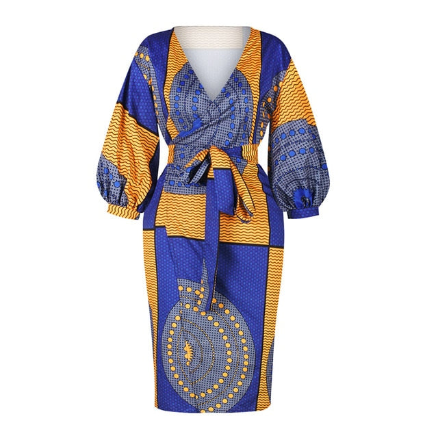 Women Dashiki Print Ladies Clothes Cardigan Fashion Full Lantern Sleeve