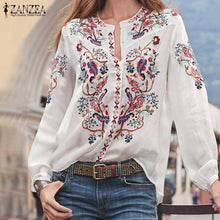 Load image into Gallery viewer, Fashion Printed Tops Women&#39;s Autumn Blouse Bohemian V Neck Long Sleeve Shirts Female Casual