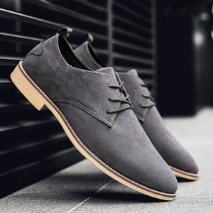 Suede leather shoes men Italian formal dress pointed toe oxford shoes