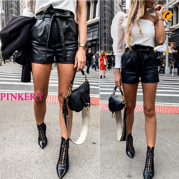 High Waist Shorts Women With Belt Bow Casual Sexy Short Fashion Street wear Ladies