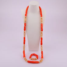 Load image into Gallery viewer, Nigerian coral beads jewelry set bridal jewelry sets African beads necklaces for women