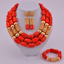 Load image into Gallery viewer, Nigerian coral beads jewelry set bridal jewelry sets African beads necklaces for women