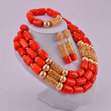 Load image into Gallery viewer, Nigerian coral beads jewelry set bridal jewelry sets African beads necklaces for women