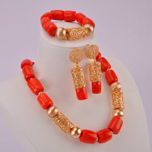 Load image into Gallery viewer, Nigerian coral beads jewelry set bridal jewelry sets African beads necklaces for women