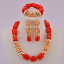 Load image into Gallery viewer, Nigerian coral beads jewelry set bridal jewelry sets African beads necklaces for women