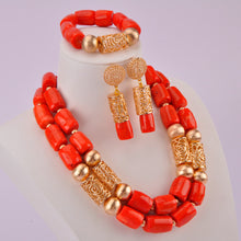 Load image into Gallery viewer, Nigerian coral beads jewelry set bridal jewelry sets African beads necklaces for women