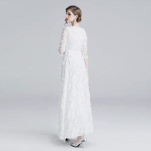 European and American women's sleeves water soluble lace dress long paragraph large dress