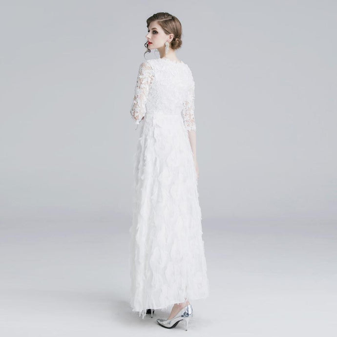 European and American women's sleeves water soluble lace dress long paragraph large dress