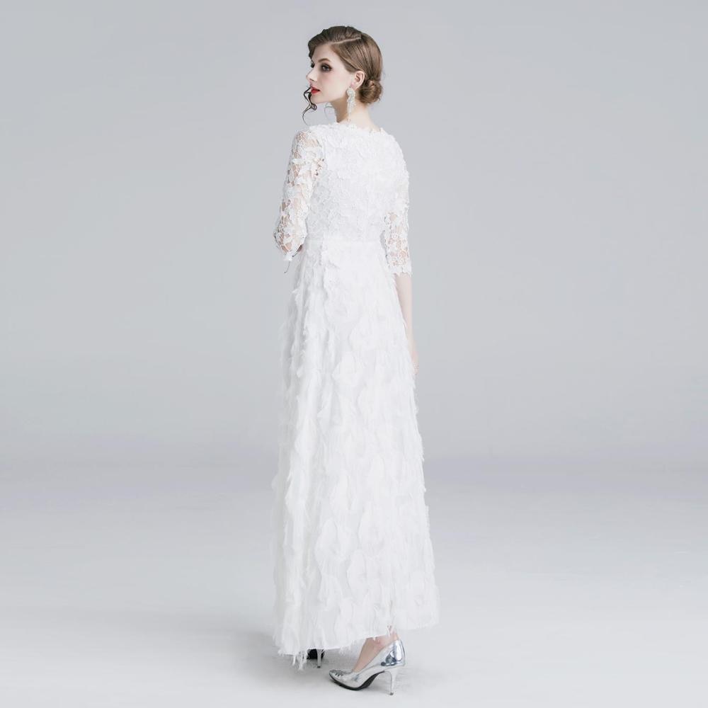 European and American women's sleeves water soluble lace dress long paragraph large dress