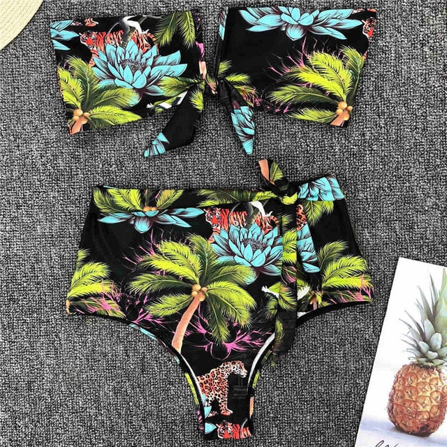 2020 Printed High Waist Two-pieces Bikini Set