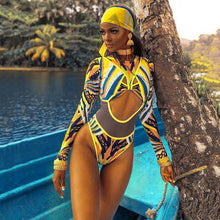 Load image into Gallery viewer, High Waist Fashion Monokini Female Beachwear African Totem