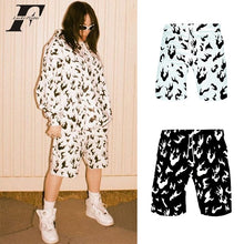 Load image into Gallery viewer, Women  and men summer sports Hawaiian magic plus size shorts white fire black shorts