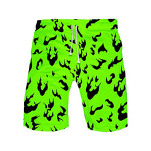 Load image into Gallery viewer, Women  and men summer sports Hawaiian magic plus size shorts white fire black shorts