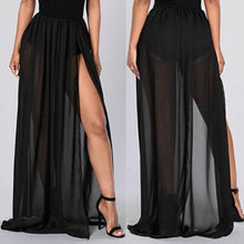 Load image into Gallery viewer, Women High Waist Mesh Skirts Empire See Through Sheer Side Split Skirt Chiffon Maxi Long Skirt