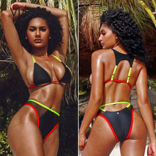 Load image into Gallery viewer, New Patchwork High Waist Push Up Padded Two Piece Swimsuit
