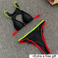 Load image into Gallery viewer, New Patchwork High Waist Push Up Padded Two Piece Swimsuit